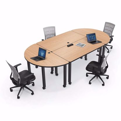 Picture of Modular Conference Table - Trapezoid - 60x30 - Fusion Maple Laminate - Black Edgeband