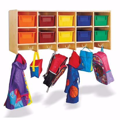 Picture of Jonti-Craft® 10 Section Wall Mount Coat Locker - with Colored Trays