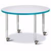 Picture of Berries® Round Activity Table - 36" Diameter, Mobile - Gray/Teal/Gray