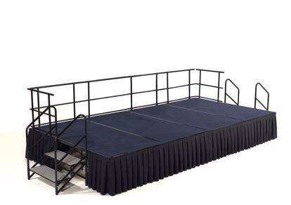 Picture of NPS®  8' x 12' Stage Package, 24" Height, Grey Carpet, Box Pleat Black Skirting