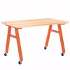 Picture of A-Frame Table, Mobile, Metal Frame, Frame Color-Black , 30in High  x 72in Wide x 36in Deep, 1.75 Walnut Butcher Block
